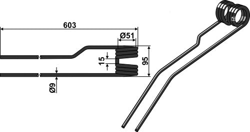Hay rake tine Ø9