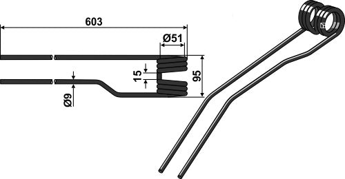 Hay rake tine Ø9