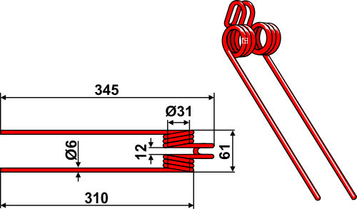 Hay rake tine Ø6