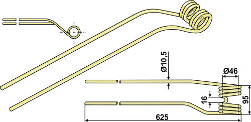 Hay rake tine Ø10,5 - right