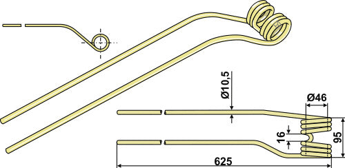 Hay rake tine Ø10,5 - right
