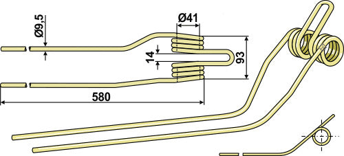 Hay rake tine Ø9,5 - right