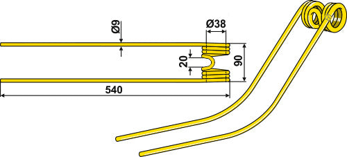 Hay rake tine Ø9
