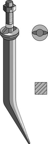 Sead harrow tooth from boron steel, oval neck across the direction of motion