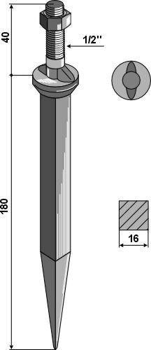 Sead harrow tooth from boron steel, oval neck along the direction of motion