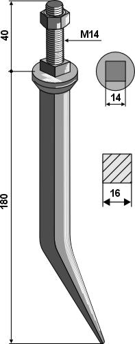 Harrow teeth from boron steel with square neck