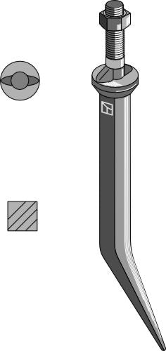Sead harrow tooth from boron steel with oval neck across the direction of motion