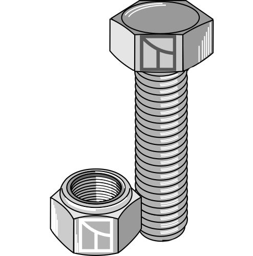 Hexagon bolt M16x2x50 without nut