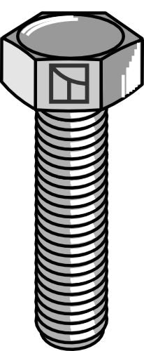 Hexagon bolt M16x2x55 without nut - Galvanized