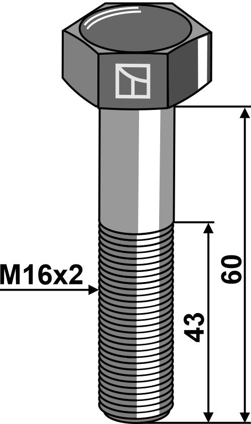 Hexagon bolt M16x2x60 without nut