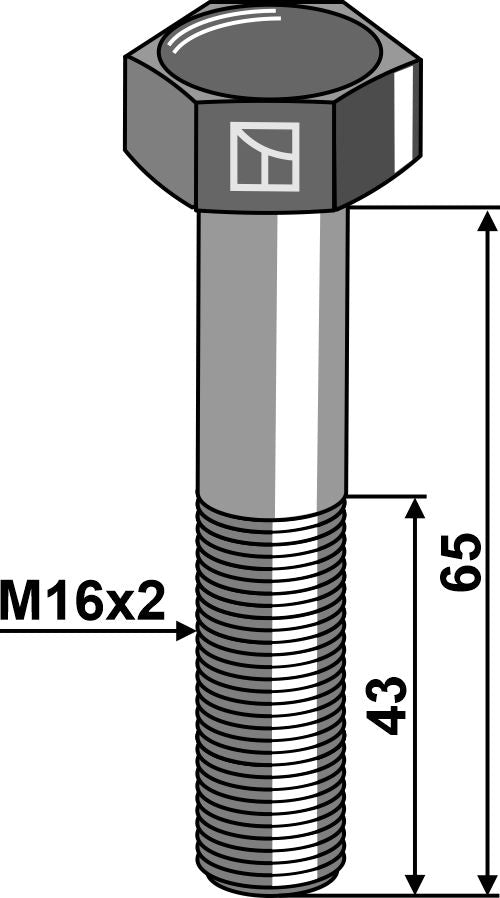 Hexagon bolt M16x2x65 without nut