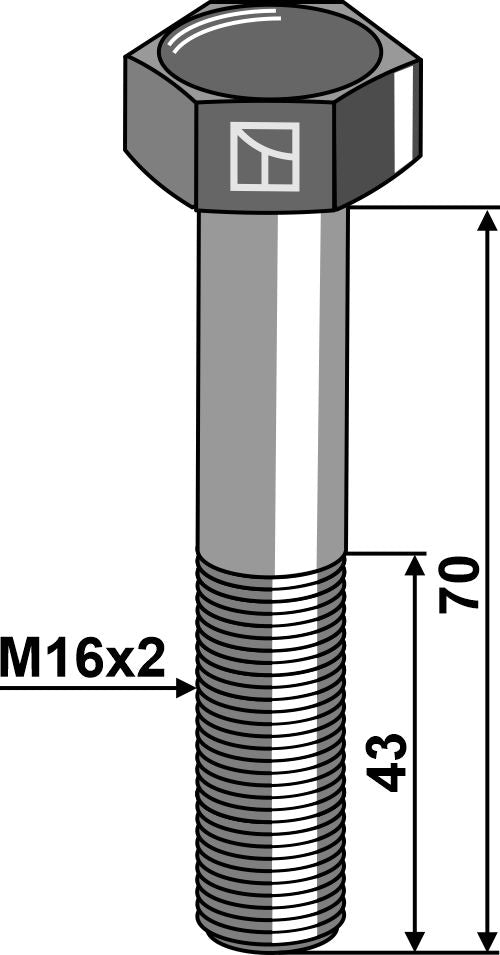 Hexagon bolt M16x2x70 without nut