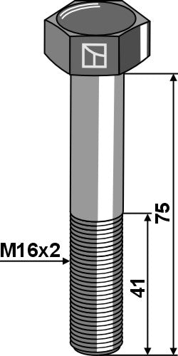 Hexagon bolt M16x2x75 without nut