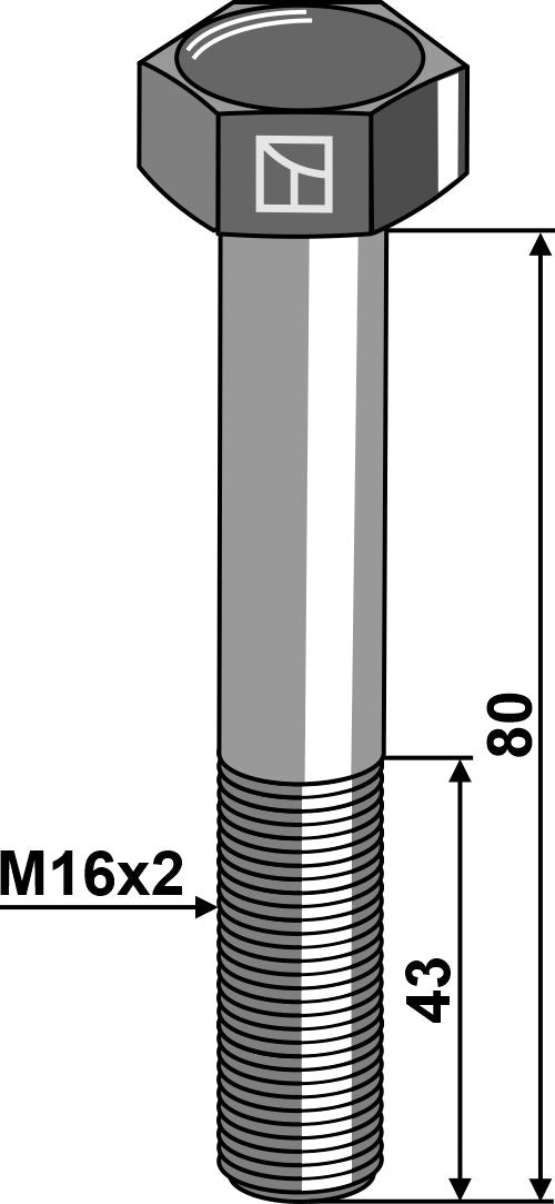 Hexagon bolt M16x2x80 without nut