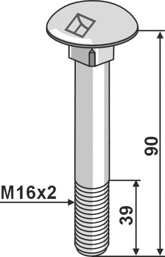Bolt M16x2x90 galvanized without nut