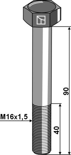Hexagon bolts M16x1,5x90  without nut - Galvanized