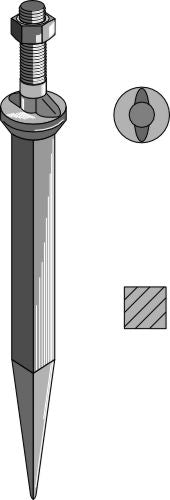 Sead harrow tooth from boron steel, oval neck along the direction of motion