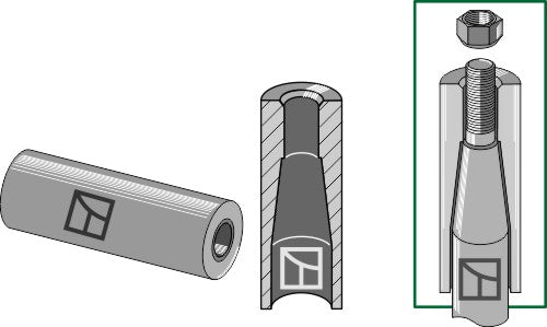 Welding bush for tine with M28 thread