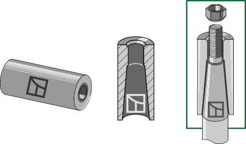 Welding bush for tine with M28 thread