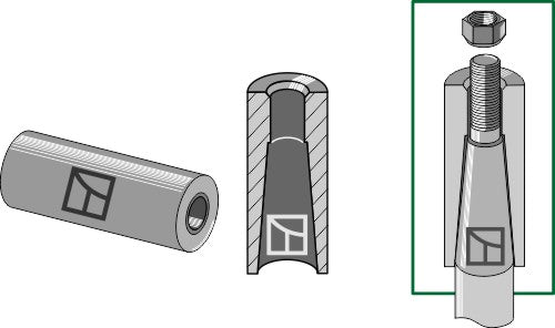 Welding bush for tine with M22 thread