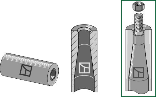 Welding bush for tine with M28 thread