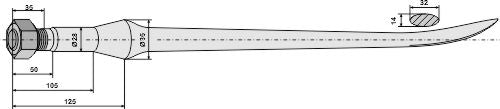 Spoon-shaped tine 1100mm