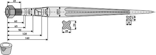 Front loading tine 1100mm