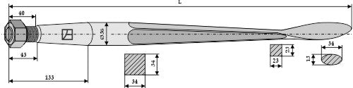 Spoon-shaped tine 1250mm