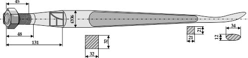 Spoon-shaped tine 1250mm
