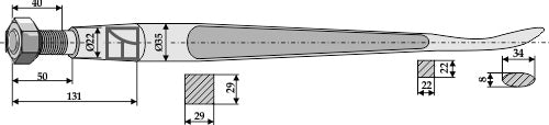 Spoon-shaped tine 1250mm