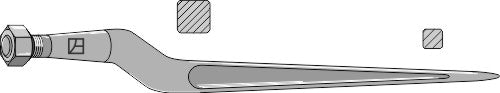 Pointed tine with cone-shaped nut 810mm