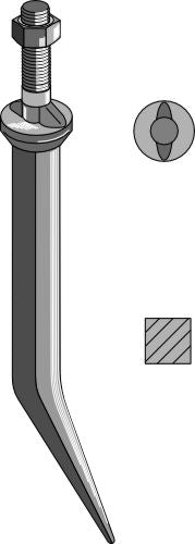 Sead harrow tooth from boron steel, oval neck along the direction of motion