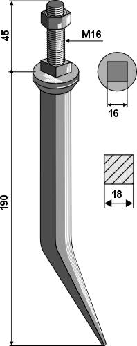 Harrow teeth from boron steel with square neck