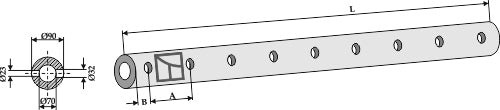 Frame tube for tine    - 1700 - 9