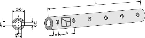 Frame tube for tine  - 980 - 6