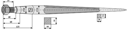 Front loading tine 605mm