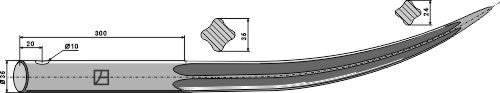 Pointed curved tine