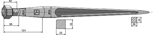 Front loading tine 680mm