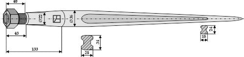 Front loading tine 810mm