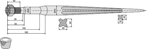 Front loading tine 800mm