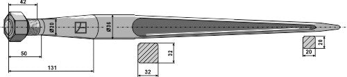 Front loading tine  810mm