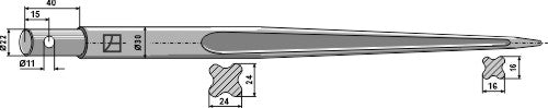 Front loading tine 820mm