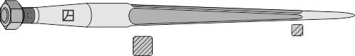 Pointed tine with cone-shaped nut