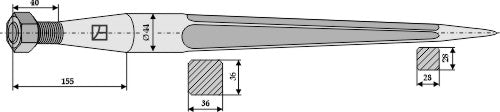 Front loading tine 840mm