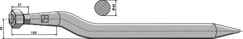 Pointed tine with cone-shaped nut