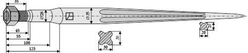 Front loading tine 885mm