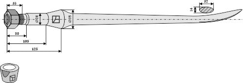 Spoon-shaped tine 900mm