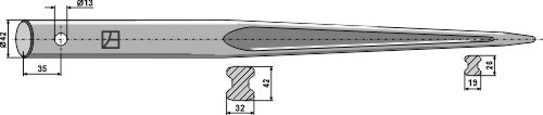 Front loading tine 900mm