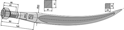 Bale grab claws 940mm