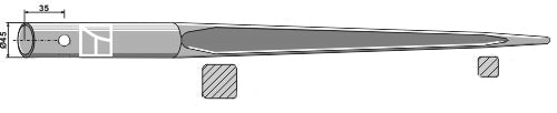 Front loading tine 980mm